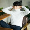 Cross-border men's woolen sweater, warm base knitted sweater, slim semi-high neck Korean-style inner layer, cool plush sweater top details Picture